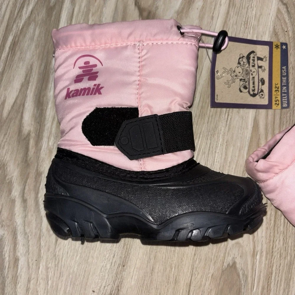 Kamik Kids Pink Waterproof Winter Snow Boots Insulated Size 8